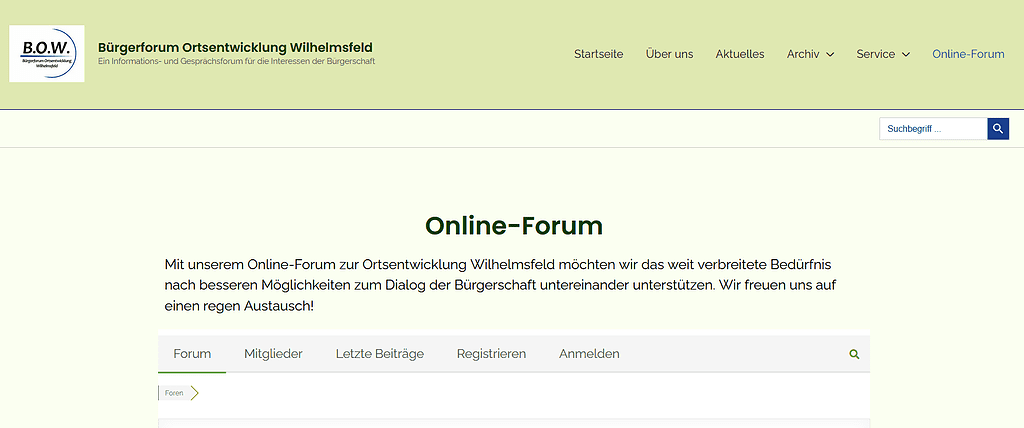 neue Homepage mit Online-Forum